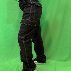 Baggy Cargo Pocket Black Jeans Size 24